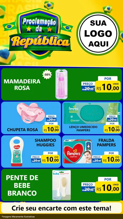 Modelo de TV para TV Vertical com o tema Proclamação da República para Bebês