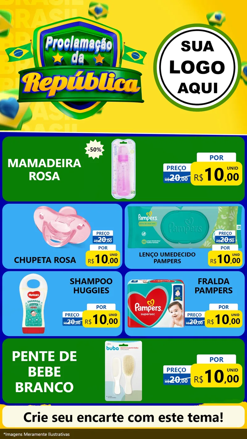 Modelo de TV para TV Vertical com o tema Proclamação da República para Bebês