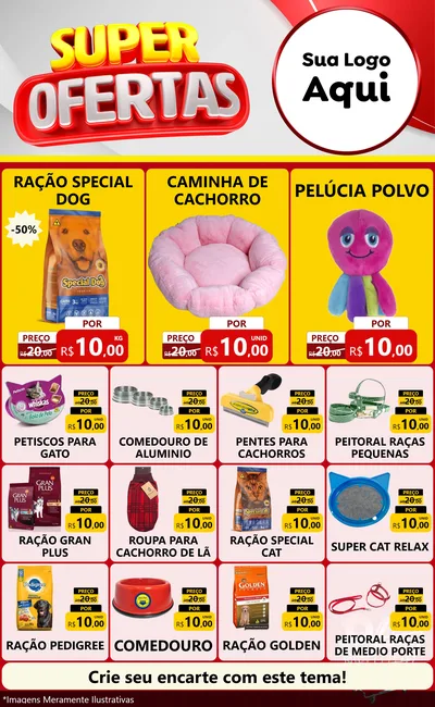 Modelo de Encarte para Encarte Grande com o tema Super Ofertas para Pet Shop