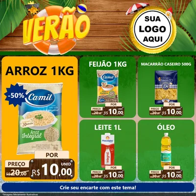 Modelo de Rede Social para Feed Facebook com o tema Verão para Supermercado