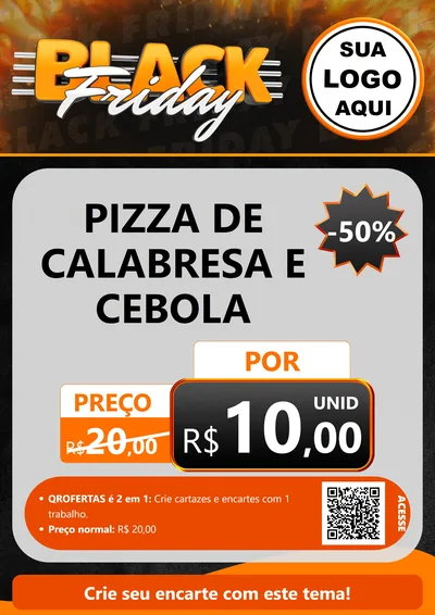 Modelo de Cartaz para Cartaz A4 Vertical com o tema Black Friday para Pizzaria