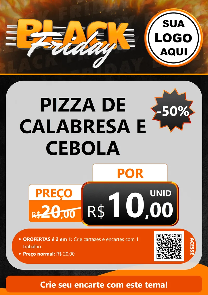 Modelo de Cartaz para Cartaz A4 Vertical com o tema Black Friday para Pizzaria