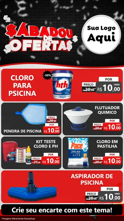 Modelo de TV para TV Vertical com o tema Sabadou de Ofertas para Produtos para Piscina