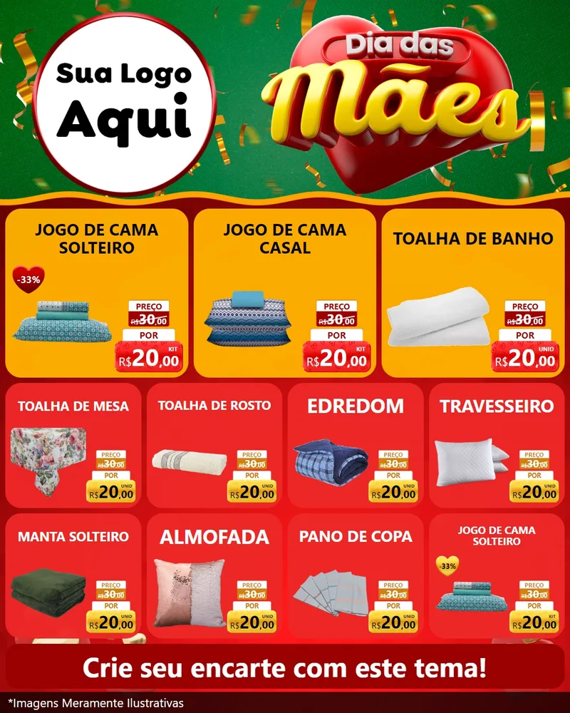 Modelo de Rede Social para Feed Instagram com o tema Dia das Mães para Cama, Mesa e Banho