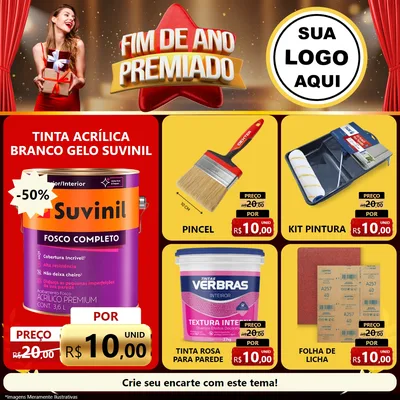 Modelo de Rede Social para Feed Facebook com o tema Fim de Ano Premiado para Tintas e Ferramentas
