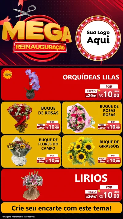 Modelo de TV para TV Vertical com o tema Mega Reinauguração para Floricultura e jardim
