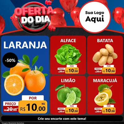 Modelo de Rede Social para Feed Facebook com o tema Oferta do Dia para Hortifrúti