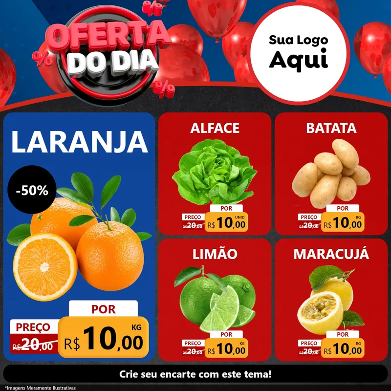 Modelo de Rede Social para Feed Facebook com o tema Oferta do Dia para Hortifrúti