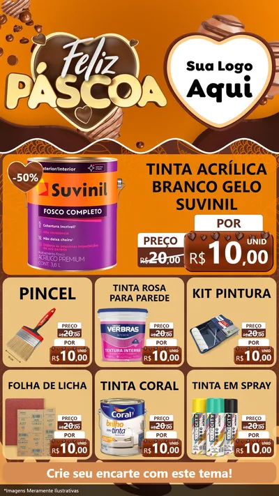Modelo de Rede Social para Stories com o tema Feliz Páscoa para Tintas e Ferramentas