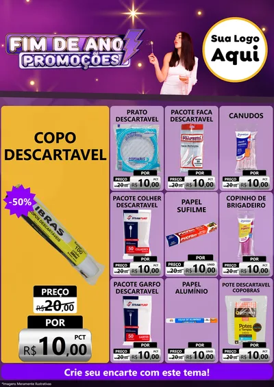 Modelo de Encarte para Encarte A4 Vertical com o tema Fim de Ano Promoções para Embalagens