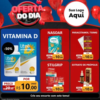 Modelo de Rede Social para Feed Facebook com o tema Oferta do Dia para Farmácia