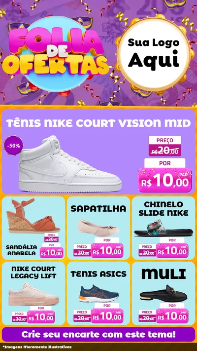 Modelo de Rede Social para Stories com o tema Folia de Ofertas para Calçados