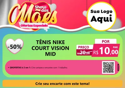 Modelo de Cartaz para Cartaz A4 Horizontal com o tema Show das Mães - Ofertas Especiais para Calçados