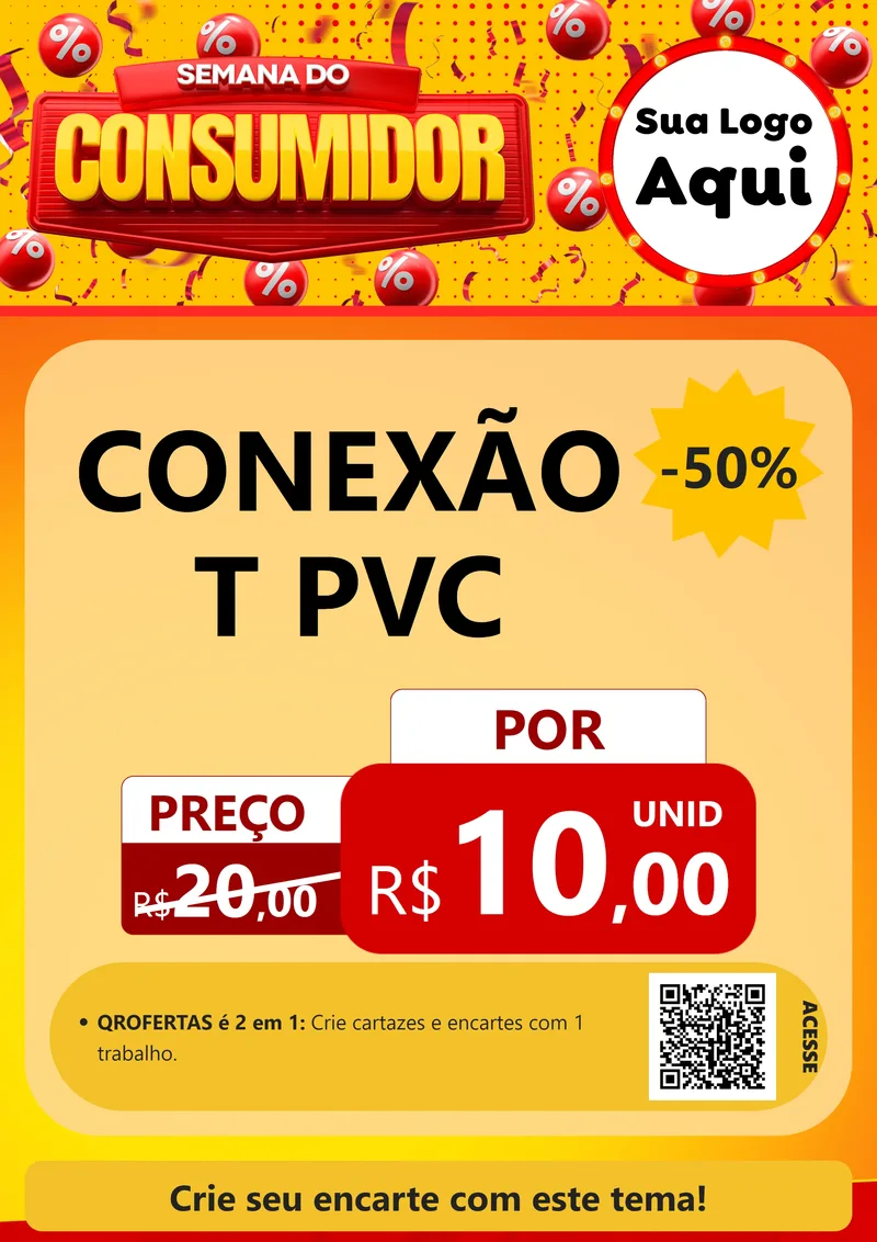 Modelo de Cartaz para Cartaz A4 Vertical com o tema Semana do Consumidor para Tubos e conexões