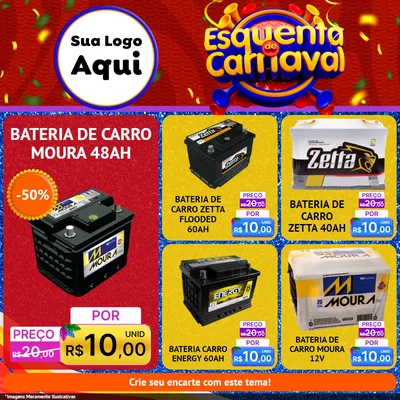 Modelo de Rede Social para Feed Facebook com o tema Esquenta de Carnaval para Baterias Elétricas