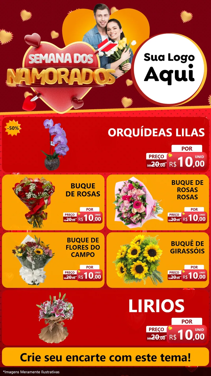 Modelo de TV para TV Vertical com o tema Semana dos Namorados para Floricultura e jardim
