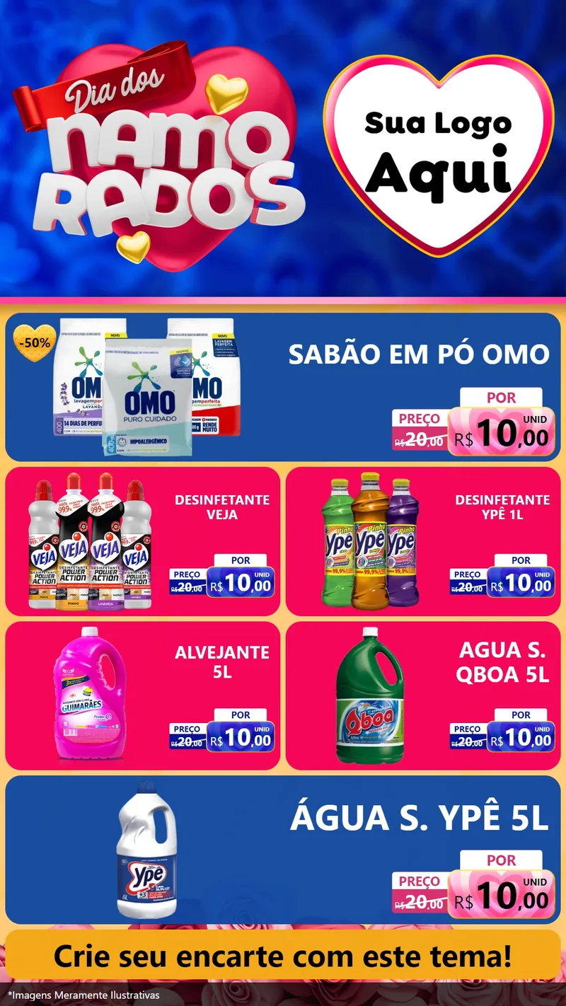 Modelo de TV para TV Vertical com o tema Dia dos namorados para Produtos de Limpeza