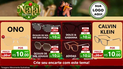 Modelo de TV para TV Horizontal com o tema Natal Especial para Óticas