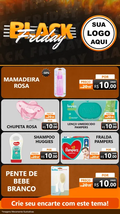 Modelo de TV para TV Vertical com o tema Black Friday para Bebês