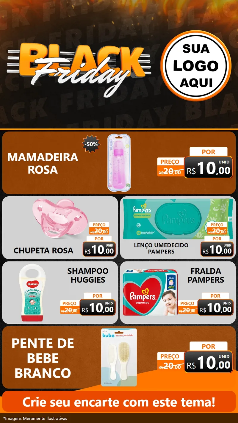 Modelo de TV para TV Vertical com o tema Black Friday para Bebês
