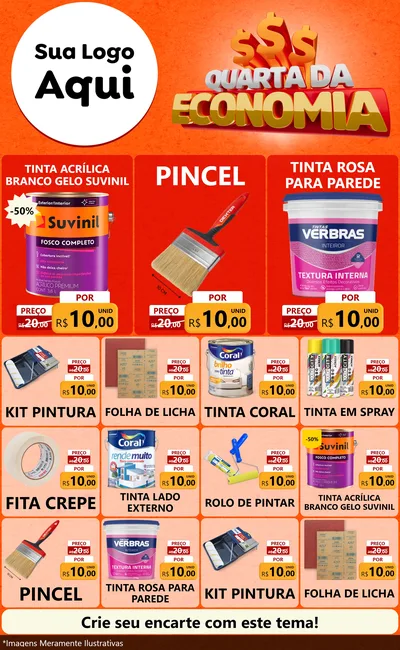Modelo de Encarte para Encarte Grande com o tema Quarta da Economia para Tintas e Ferramentas