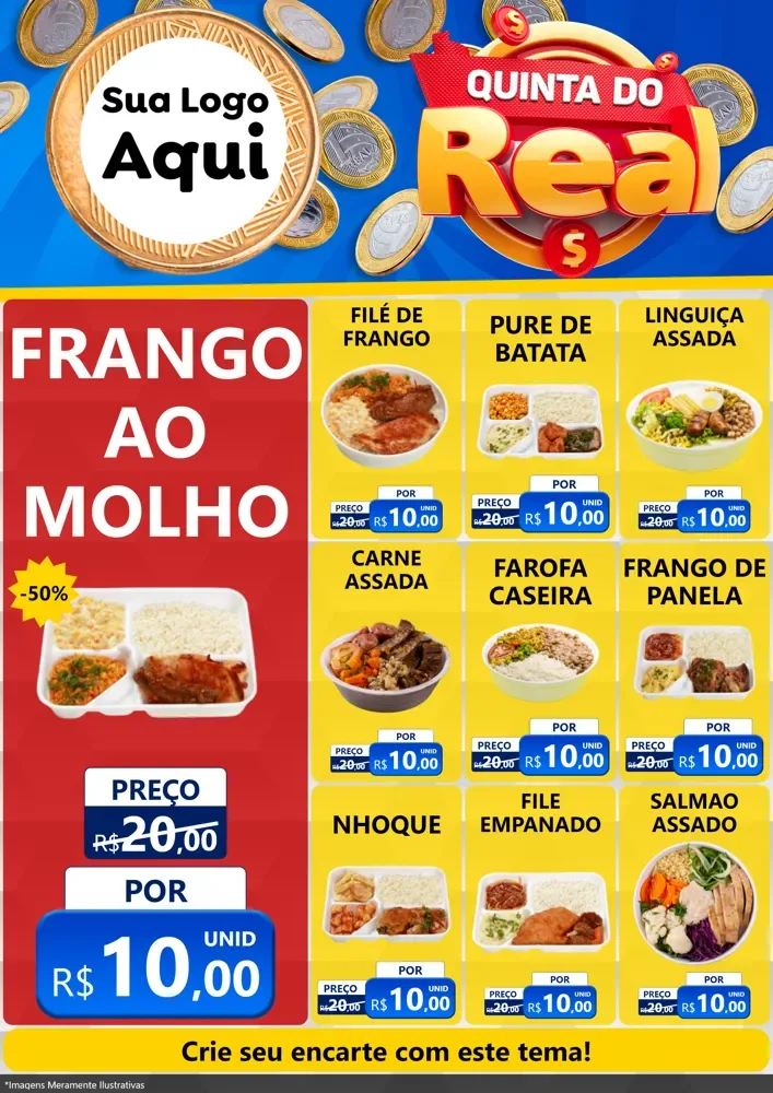 Modelo de Encarte para Encarte A4 Vertical com o tema Quinta do Real para Restaurante