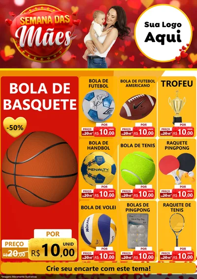 Modelo de Encarte para Encarte A4 Vertical com o tema Semana das Mães para Artigos Esportivos