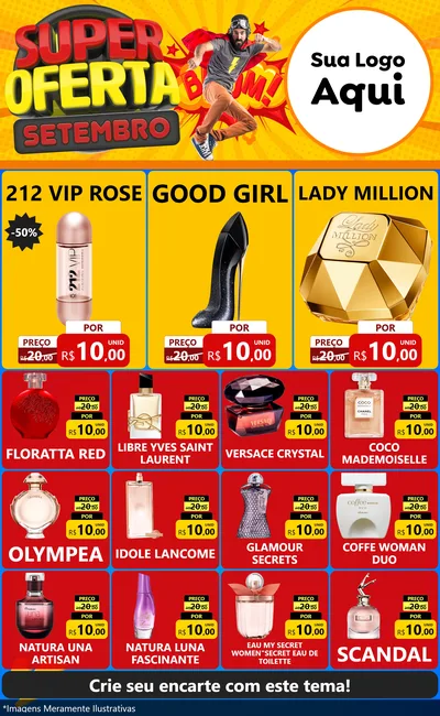 Modelo de Encarte para Encarte Grande com o tema Super Oferta Setembro para Perfumes