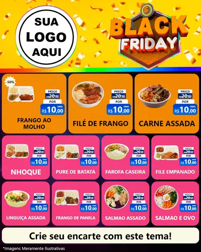Modelo de Rede Social para Feed Instagram com o tema Black Friday para Restaurante