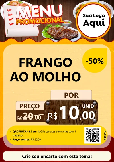 Modelo de Cartaz para Cartaz A4 Vertical com o tema Menu Promocional para Restaurante