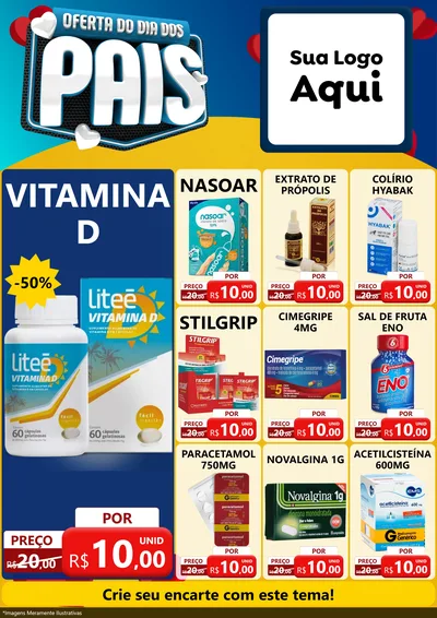 Modelo de Encarte para Encarte A4 Vertical com o tema Oferta Do Dia Dos Pais para Farmácia