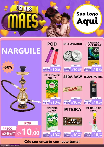 Modelo de Encarte para Encarte A4 Vertical com o tema Dia das Mães para Tabacaria