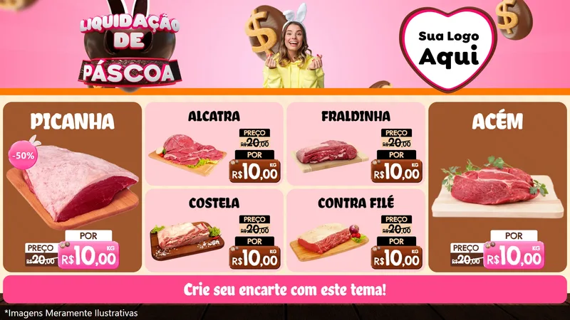 Modelo de TV para TV Horizontal com o tema Liquidação de Páscoa para Açougue