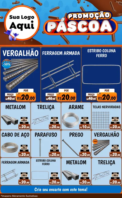 Modelo de Encarte para Encarte Grande com o tema Promoção Páscoa para Ferragens