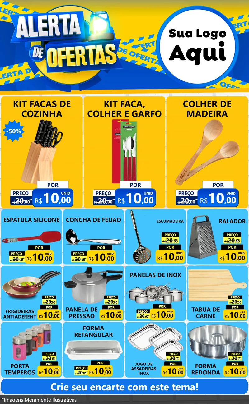 Modelo de Encarte para Encarte Grande com o tema Alerta de Ofertas para Utilidades Domésticas
