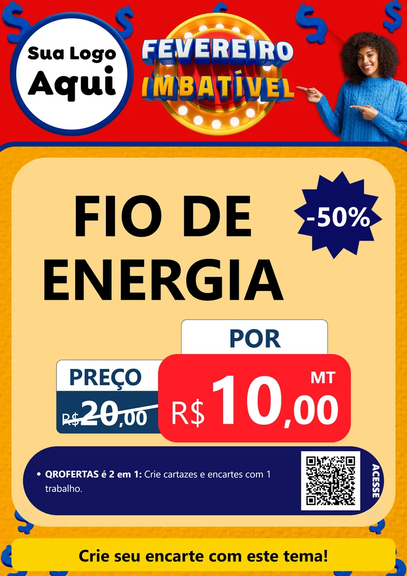 Modelo de Cartaz para Cartaz A4 Vertical com o tema Fevereiro Imbatível para Materiais Elétricos