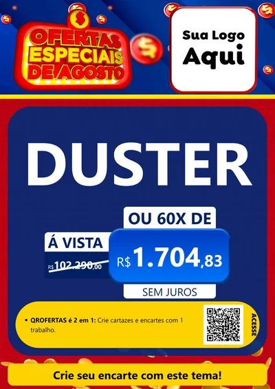 Modelo de Cartaz para Cartaz A4 Vertical com o tema Ofertas Especiais de Agosto para Concessionaria de Carros