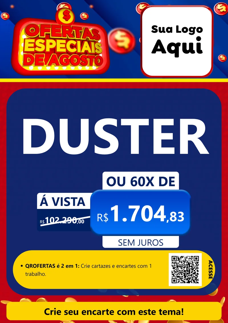 Modelo de Cartaz para Cartaz A4 Vertical com o tema Ofertas Especiais de Agosto para Concessionaria de Carros