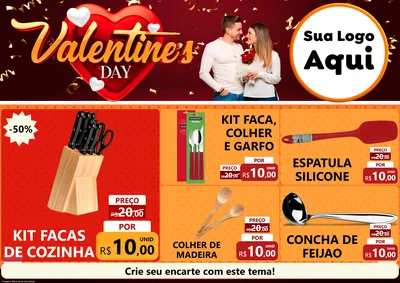 Modelo de Encarte para Encarte A4 Horizontal com o tema Valentine's Day para Utilidades Domésticas