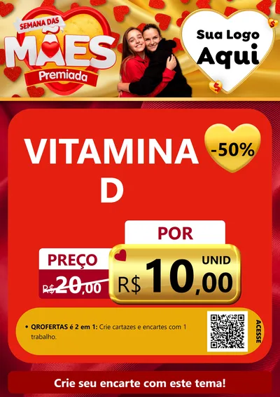 Modelo de Cartaz para Cartaz A4 Vertical com o tema Semana das Mães Premiada para Farmácia
