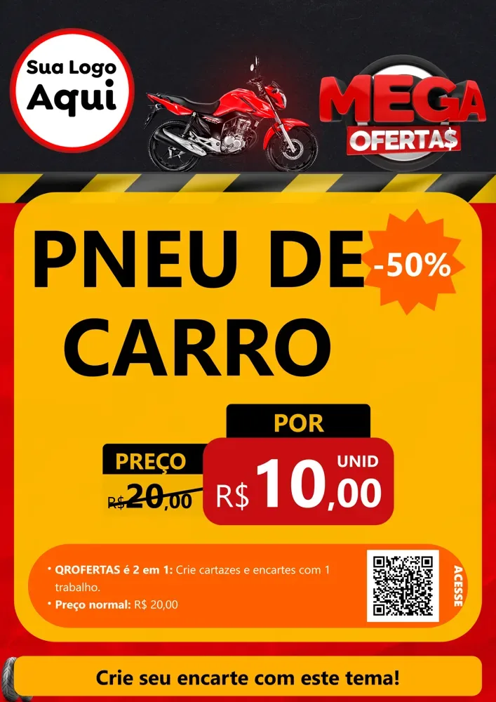 Modelo de Cartaz para Cartaz A4 Vertical com o tema Mega Ofertas - Motopeças para Auto peças