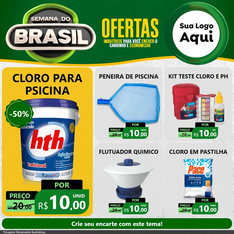 Modelo de Rede Social para Feed Facebook com o tema Semana do Brasil para Produtos para Piscina