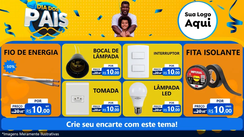 Modelo de TV para TV Horizontal com o tema Dia dos Pais para Materiais Elétricos