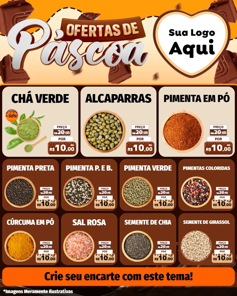 Modelo de Rede Social para Feed Instagram com o tema Ofertas de Páscoa para Produtos Naturais
