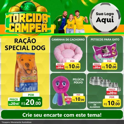 Modelo de Rede Social para Feed Facebook com o tema Torcida Campeã - Copa para Pet Shop
