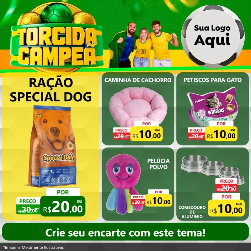 Modelo de Rede Social para Feed Facebook com o tema Torcida Campeã - Copa para Pet Shop