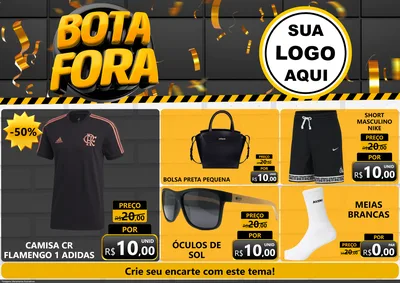 Modelo de Encarte para Encarte A4 Horizontal com o tema Bota Fora para Roupas e acessórios