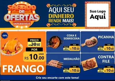 Modelo de Encarte para Encarte A4 Horizontal com o tema Sábado de Ofertas Imperdíveis para Assados
