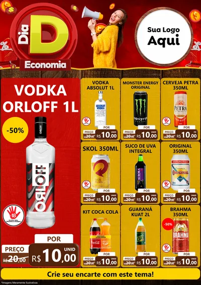 Modelo de Encarte para Encarte A4 Vertical com o tema Dia D Economia para Distribuidora de bebidas