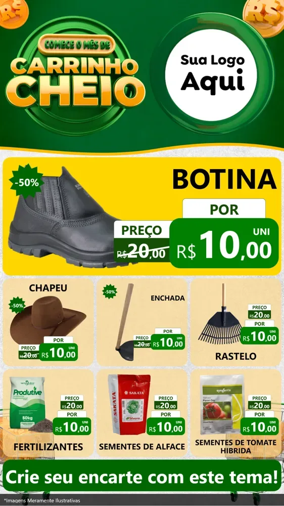 Modelo de Rede Social para Stories com o tema Carrinho Cheio para Agropecuária